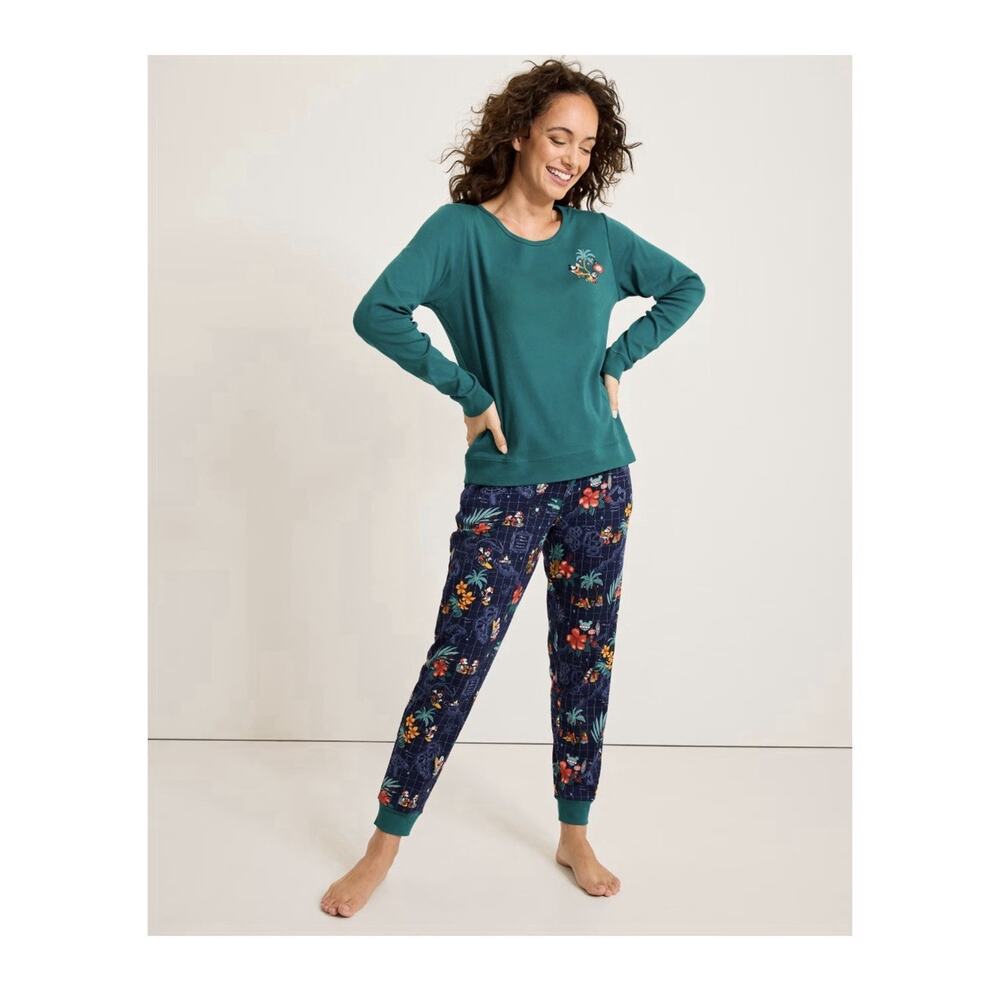 Disney Tommy Bahama Pajama Set Long Sleeve Hawaiian Tropical Floral Women Medium